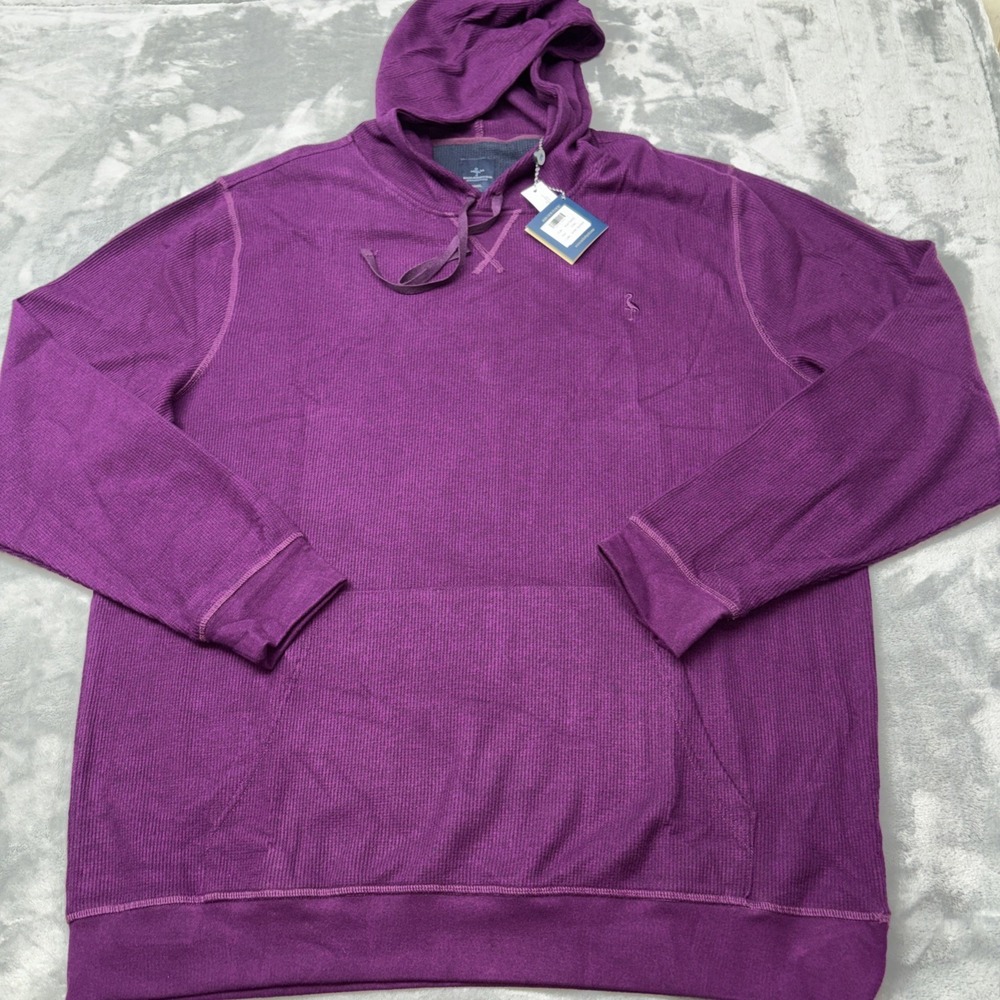 Tailorbyrd Mens Cozy Waffle Knit Hoodie Berry Heather Purple Pullover 3XL NWT